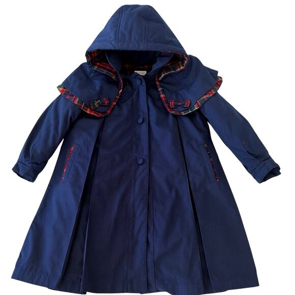 Rothschild toddlers girls pea coat jacket hoodie lined navy blur buttons sz5 - Picture 1 of 16